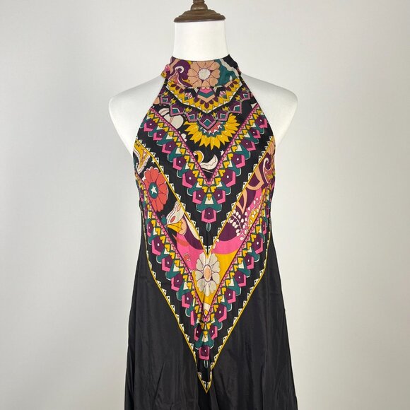 $465 NWOT JOHNNY WAS JADE Silk Blend NADIA Halter Floral Maxi Dress Size S - Picture 3 of 12